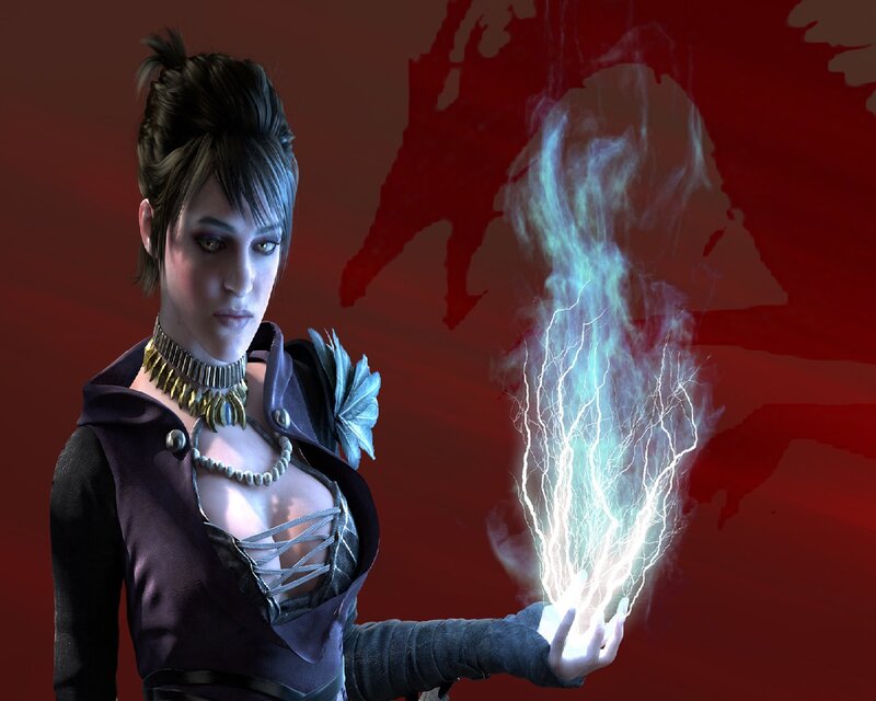 Woman Casting Lightning Spell — Red
