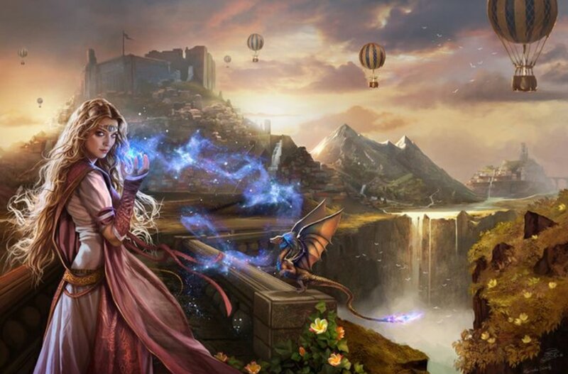 Woman Casting Magic Spell — Blue