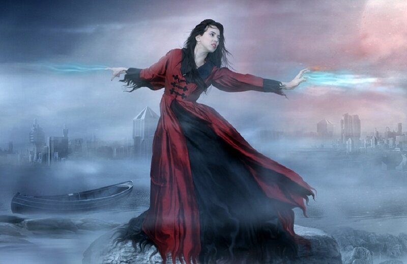 Woman casting magic spells