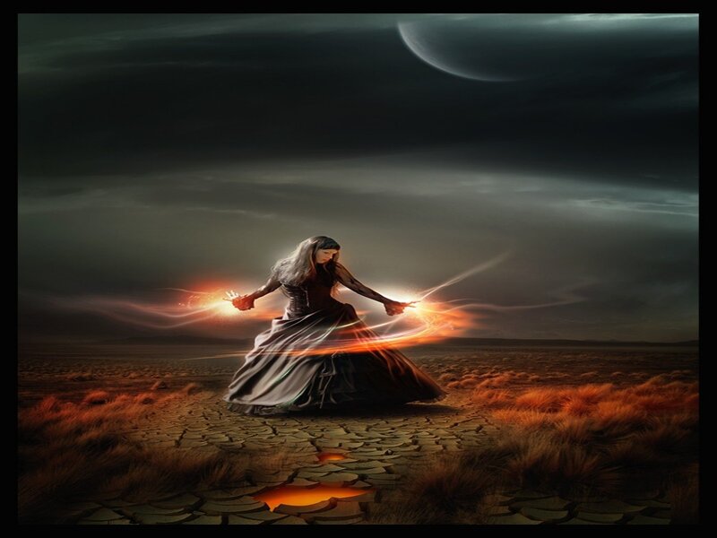 Woman Casting Spell — Black