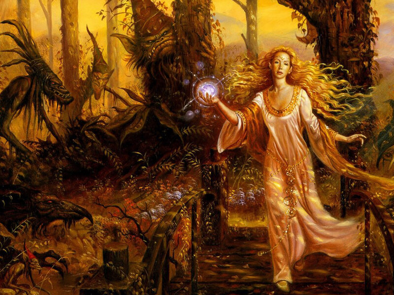 Woman Casting Spell — Gold