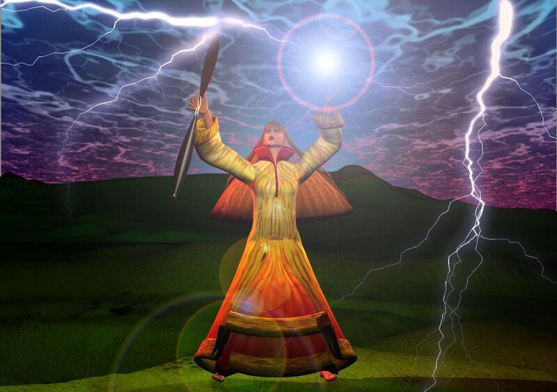 Woman Casting Spell — Green