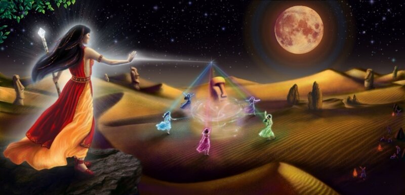 Woman Casting Spell in Desert