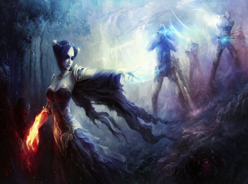 Woman Casting Spell in Forest — Blue