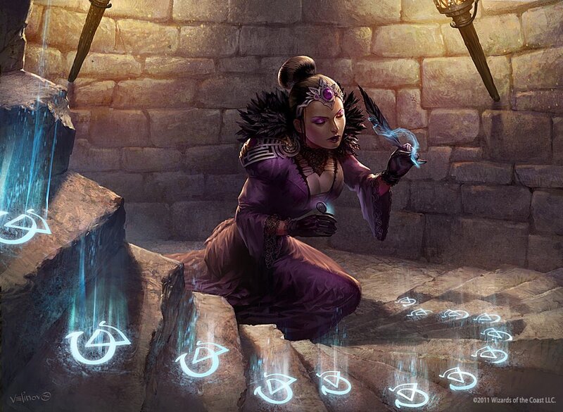 Woman Casting Spell — Purple, Dramatic, Digital Art, Magic Circle