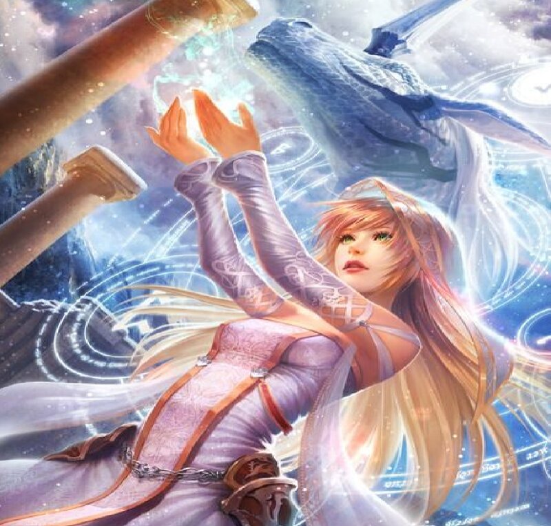 Woman Casting Spell — Purple, Dramatic, Digital Art, Magic, Dragon