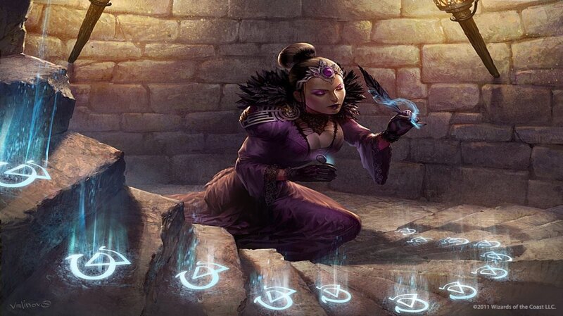 Woman Casting Spell — Purple, Dramatic, Digital Art, Stone Wall