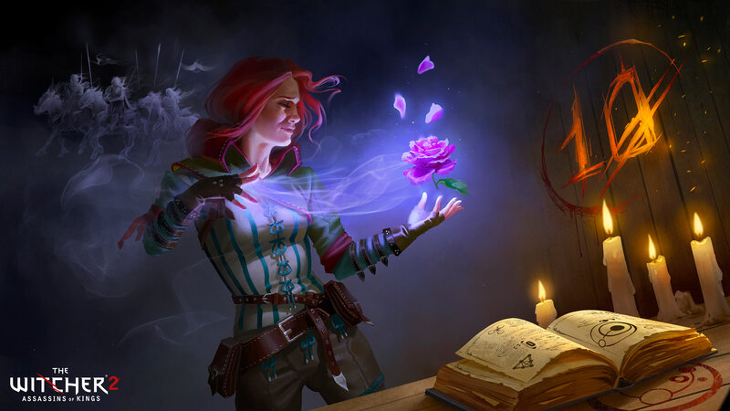 Woman Casting Spell — Purple, Dramatic, Night, Digital Art, Candles