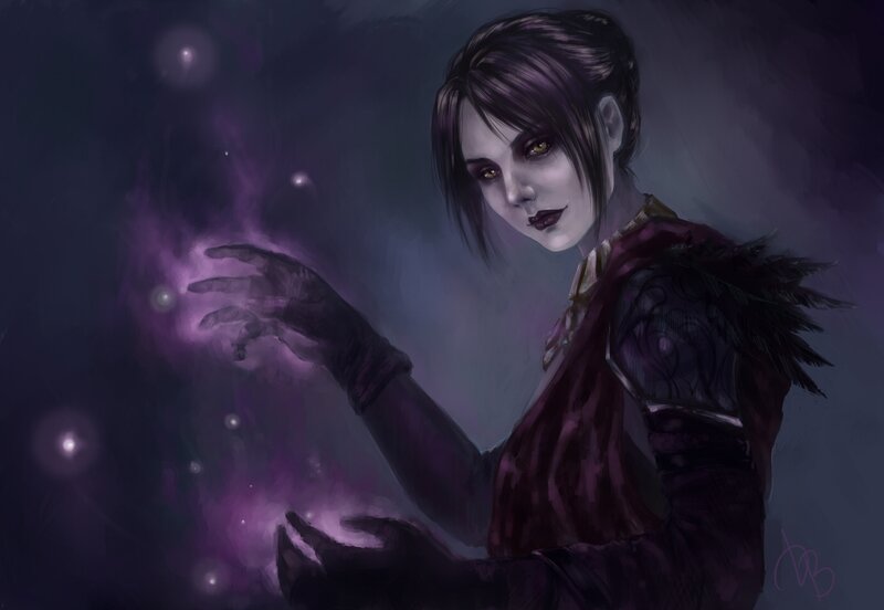 Woman Casting Spell — Purple, Dramatic, Night, Digital Art, Magic