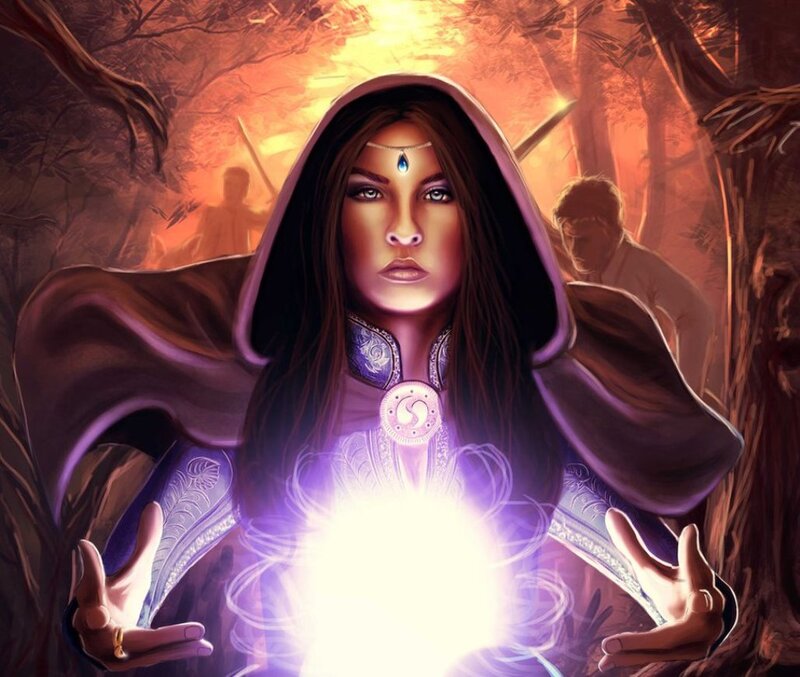 Woman Casting Spell — Purple, Dramatic, Sunset