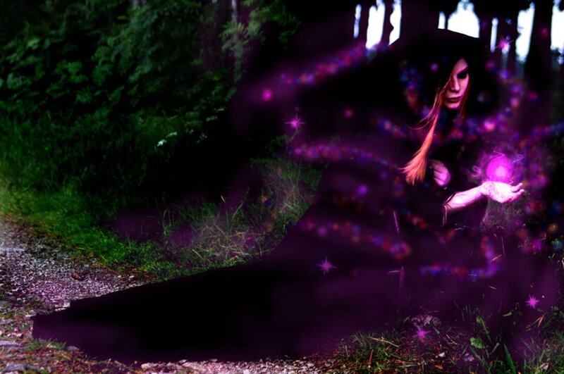 Woman Casting Spell — Purple, Mysterious