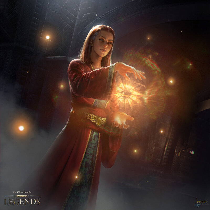Woman Casting Spell — Red, Dramatic, Night, Digital Art, Magic