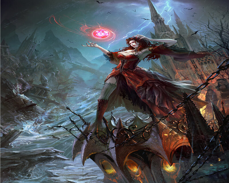 Woman Casting Spell — Red