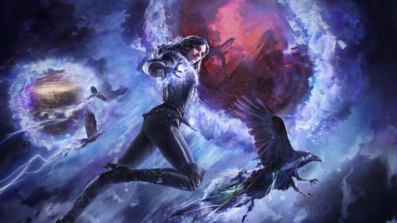 Woman Casting Spell with Crows