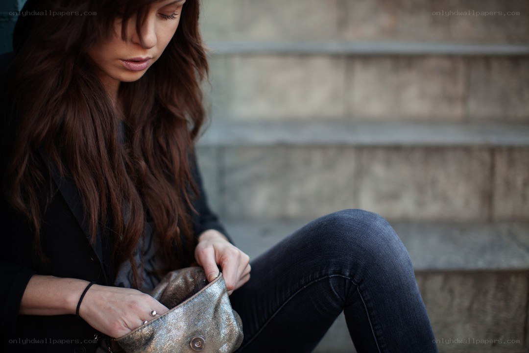 woman checking her purse