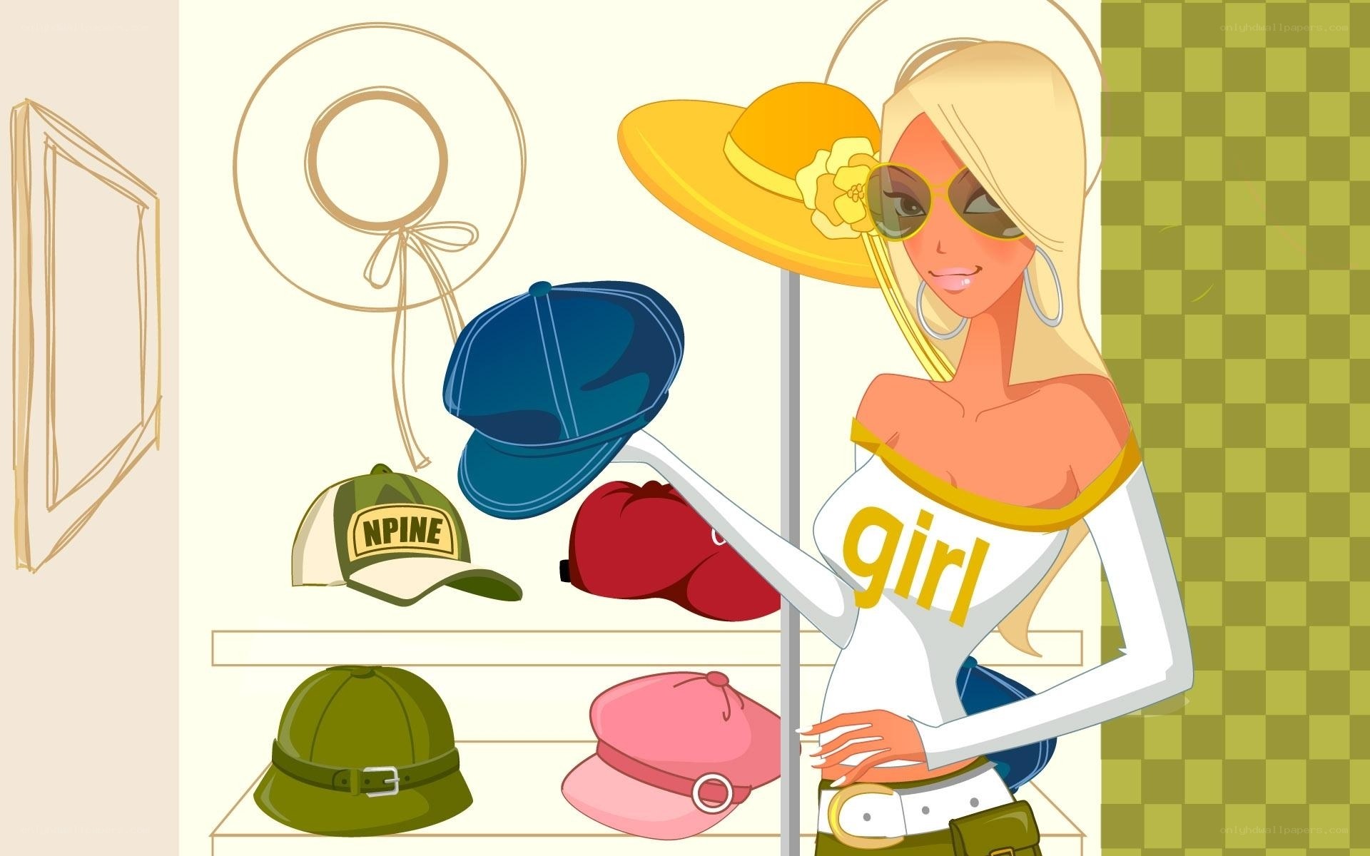 woman choosing a hat