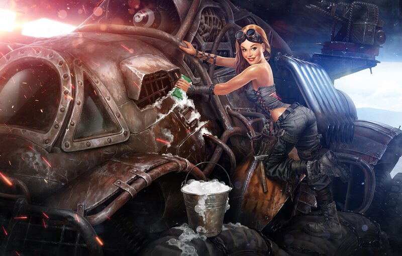 Woman Cleaning Vehicle