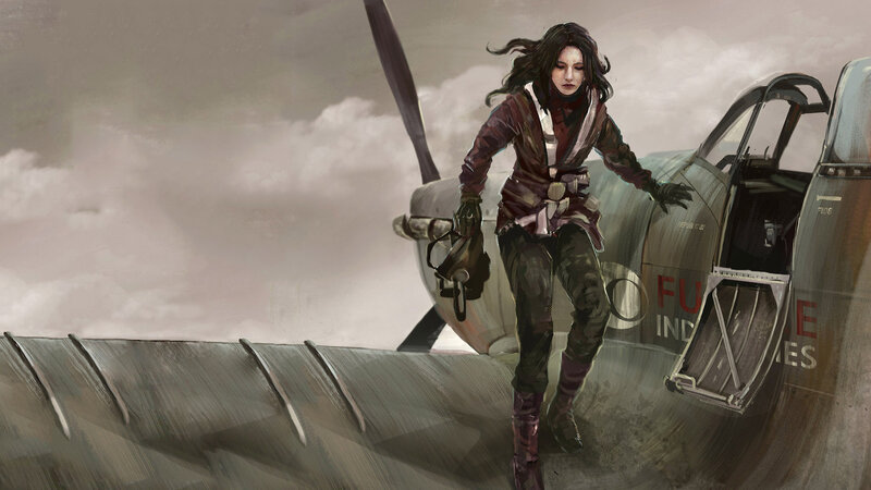 Woman Climbing Airplane