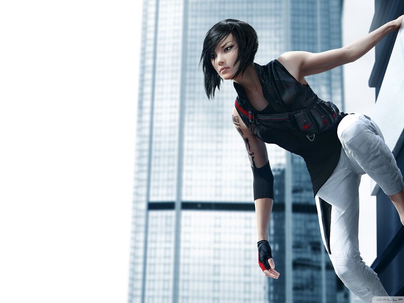 Woman Climbing Building — Black, Action, Afternoon