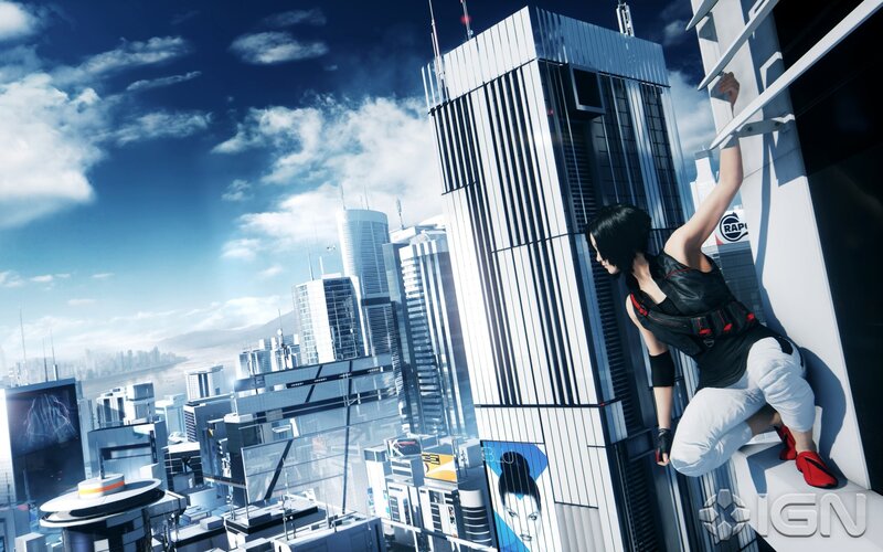Woman Climbing Building — Blue, Dramatic, Afternoon, 3d Render, Cityscape, Skyscraper, Ladder