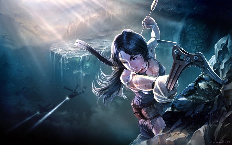 Woman Climbing Cliff — Blue, Dramatic