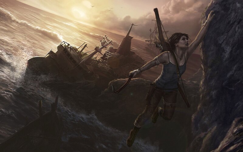 Woman Climbing Cliff — Brown, Dramatic, Sunset