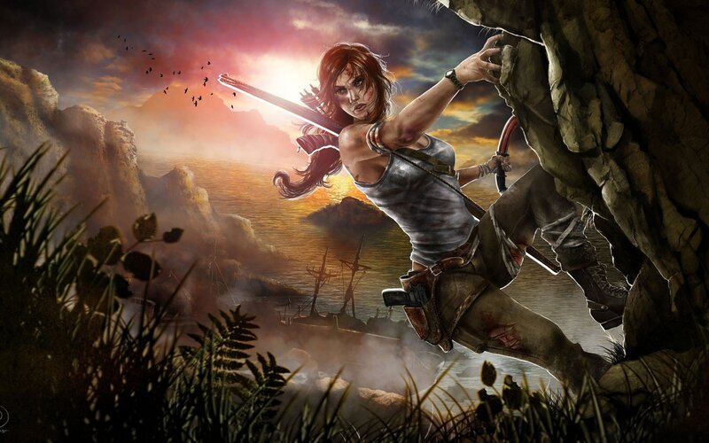 Woman Climbing Cliff — Brown, Dramatic