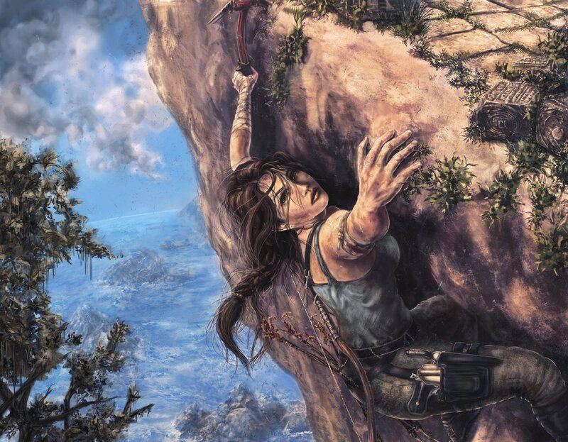 Woman Climbing Cliff