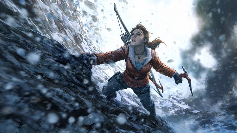Woman Climbing Icy Cliff