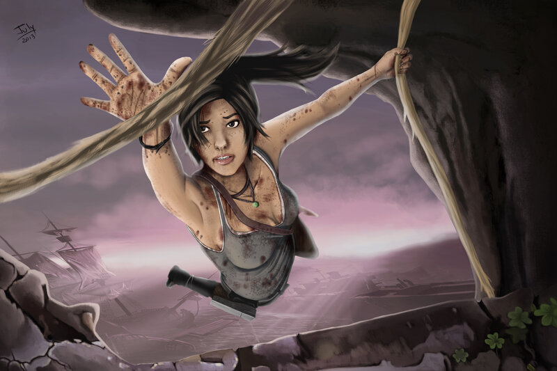 Woman Climbing Rope — Purple