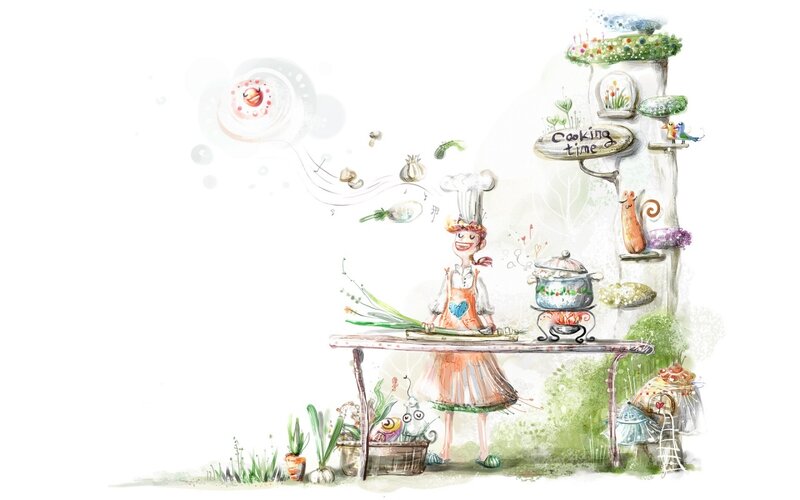 woman cooking in garden