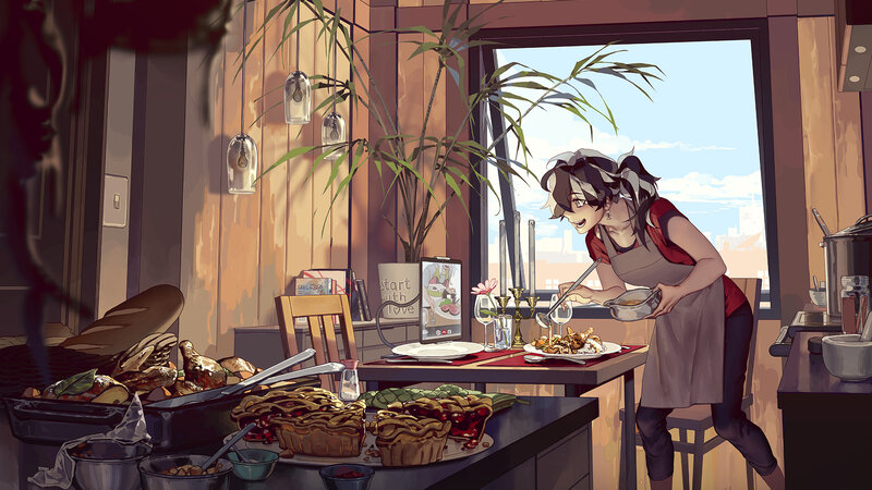 Woman Cooking in Kitchen — Brown