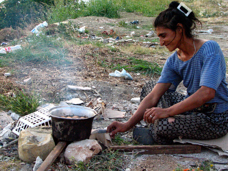 Woman Cooking Outdoors