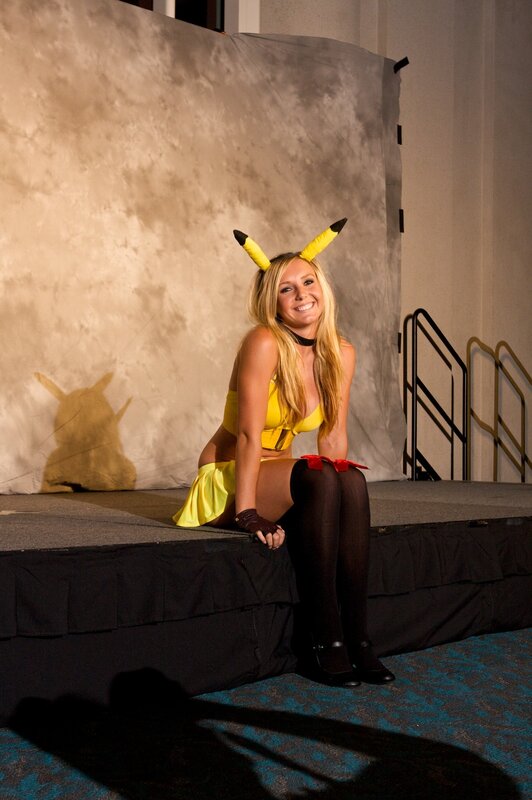 Woman cosplaying as Pikachu