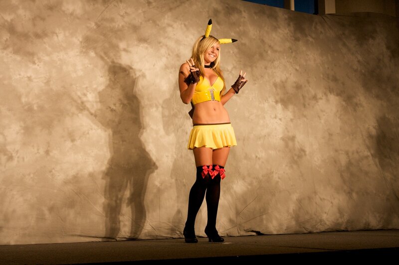 Woman cosplaying as Pikachu