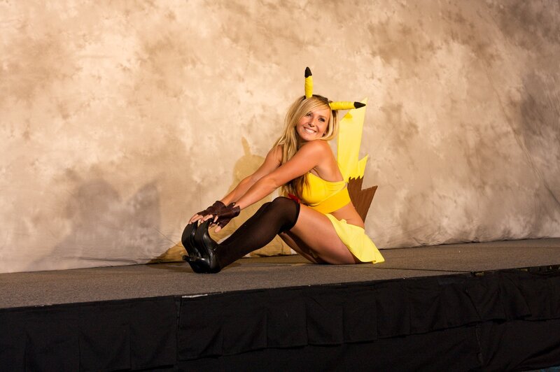 Woman cosplaying as Pikachu