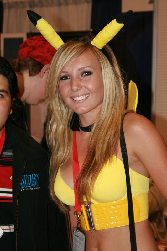 Woman cosplaying as Pikachu