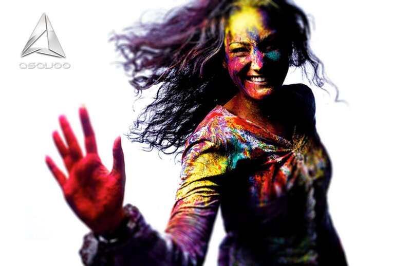 woman covered in colorful powder