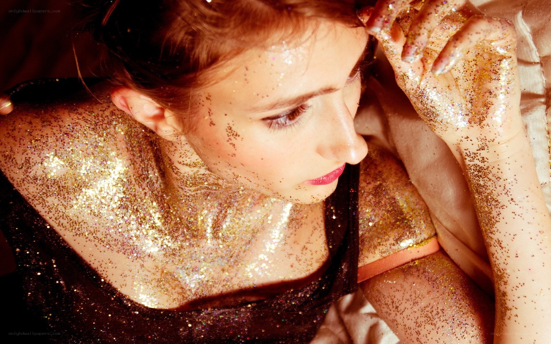 woman covered in glitter
