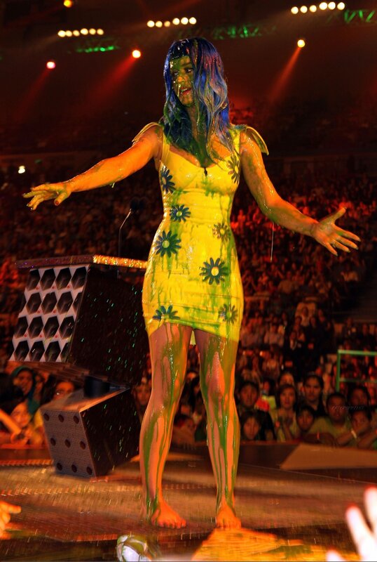 woman covered in slime on stage