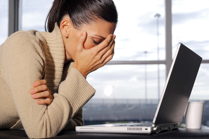 Woman Covering Face — Beige, Tired
