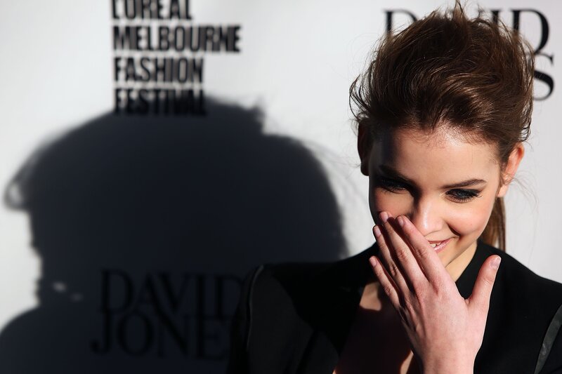 Woman Covering Mouth — Black, Playful, Photograph