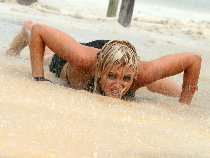 woman crawling in water