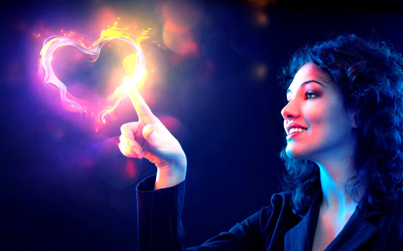 Woman Creating Heart Shape — Blue