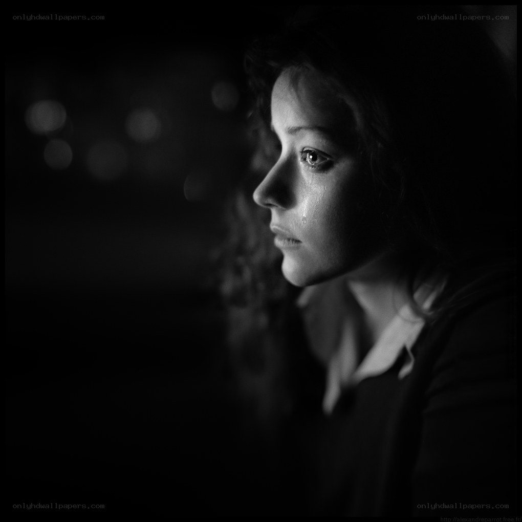 woman crying at night