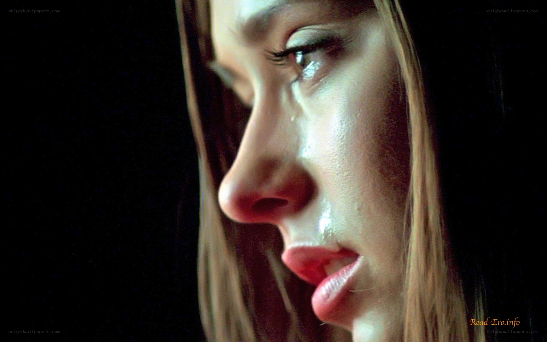 woman crying in profile