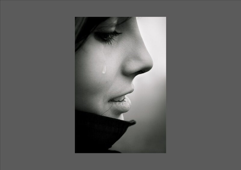 Woman Crying in Profile — Black