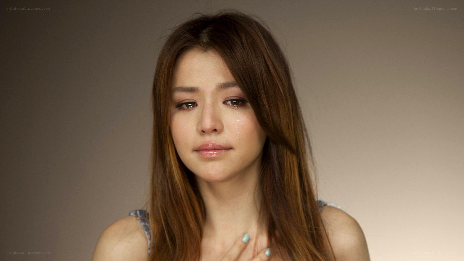 woman crying with tear