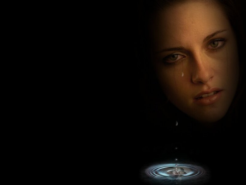 woman crying with water droplet