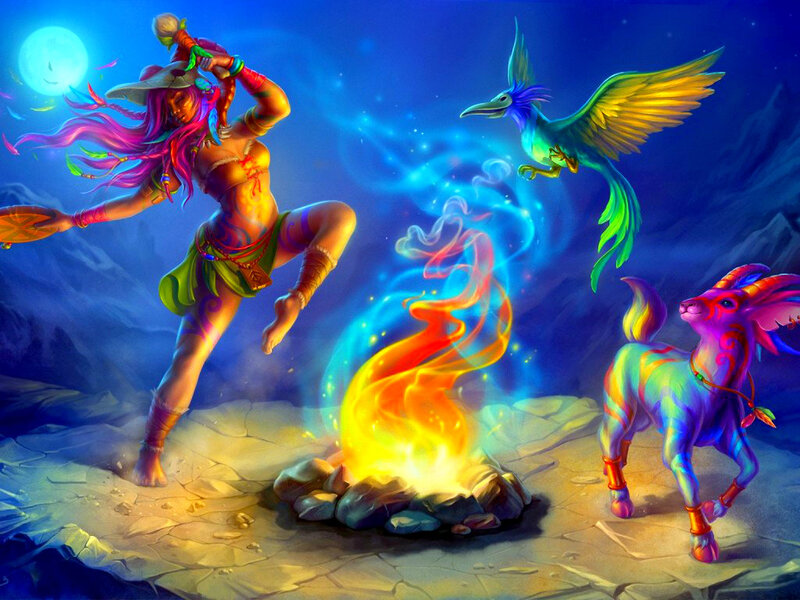 Woman Dancing by Fire
